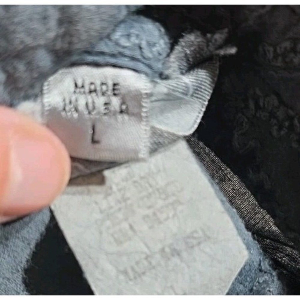 Vtg Pop Icon Shirt Mens L Embroidered Blue Gray Long Sleeve Button Up Y2K Grunge - Picture 5 of 8